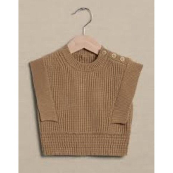 Banana Republic Baby Sweater Vest Tan Beige Ribbed Knit 18-24M Cozy Fall Winter - Picture 1 of 8